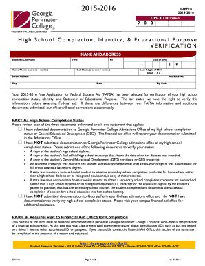 Fillable Online High School Completion Identify and Educational ...