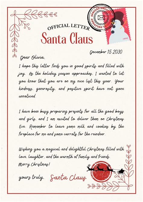 Letter From Santa Printable