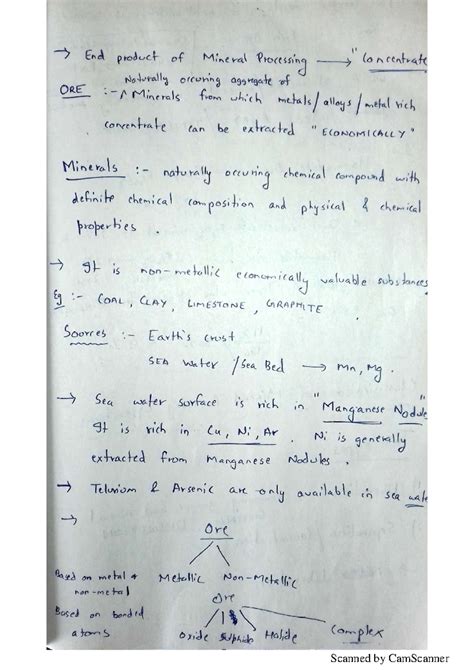 Mp upto minor - mineral processing notes - End product of Mineral ...