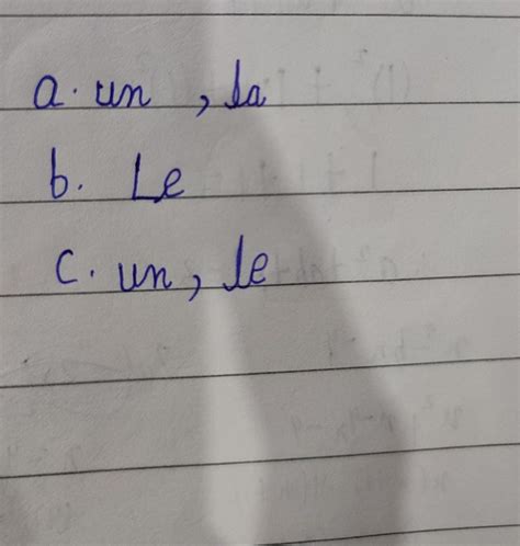 Complétez les blancs en utilisant les articles défini et indéfinis. a ...