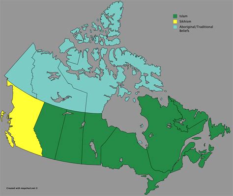 Second largest Religion in Canadian Provinces and Territories : MapPorn