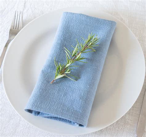 Light Blue Stonewashed Linen Napkin - Linen and Stripes