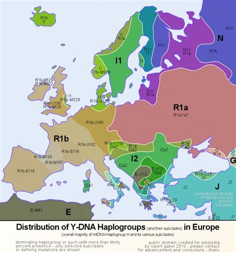 Distribution of Y-DNA haplogroups in Europe. - Maps on the Web