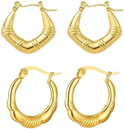 Salve Stainless Steel Golden Hoops Earrings for Women | Stylish Hinged ...