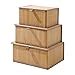 HomeStorie Eco-Friendly Bamboo Storage Boxes with Lid, Brown, Large ...