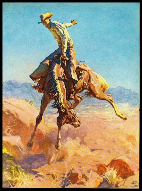 VINTAGE 1954 "BRONCO BUSTER" LITHOGRAPH ART PRINT BY ADAM STYKA ...