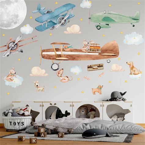 Large Airplane Wall Decals for Kids by Lipastick - 30 pcs Premium Kids ...