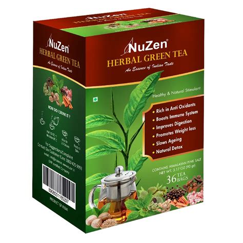 NuZen Herbal Green Tea Bags - 36 Tea bags | USP Includes Green Tea ...