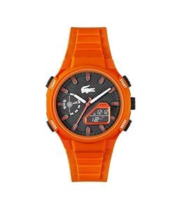 Lacoste Lc33 Qtz Basic Black Round Dial Men's Watch|Orange Silicone ...