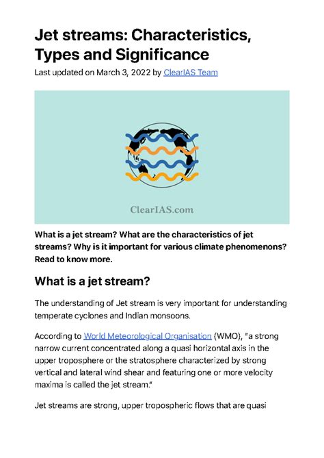 Jet streams- Characteristics, Types and Significance - Clear IAS - Jet ...
