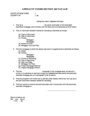 Fillable Online AFFIDAVIT UNDER SECTION 255 TAX LAW - Eastern Abstract ...