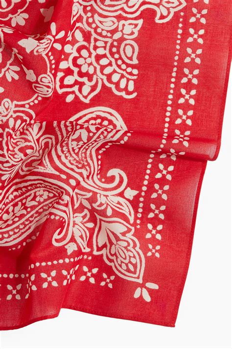 Patterned Cotton Scarf - Red/paisley-patterned - Ladies | H&M US