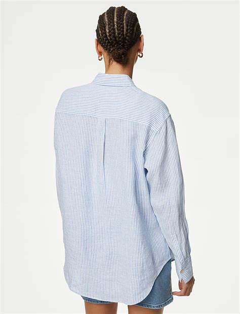 Buy Pure Linen Striped Relaxed Shirt at Marks & Spencer
