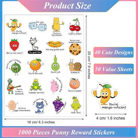 Buy 520 Pieces Punny Rewards Stickers Inspiration Stickers Motivational ...