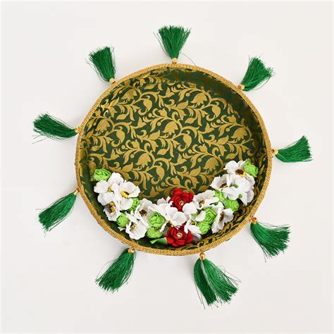 Floral Mehndi Platter- Green – DecorTwist