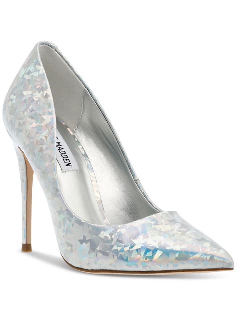 STEVE MADDEN Womens Silver Padded Metallic Daisie Pointed Toe Stiletto ...
