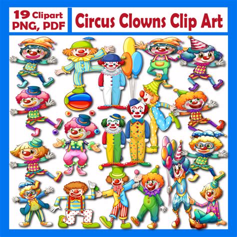 Circus Clowns Clip Art - Circus Clip Art - Clown Clipart - Carnival ...