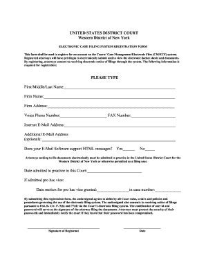 Fillable Online nywd uscourts CM/ECF Registration Form - Western ...