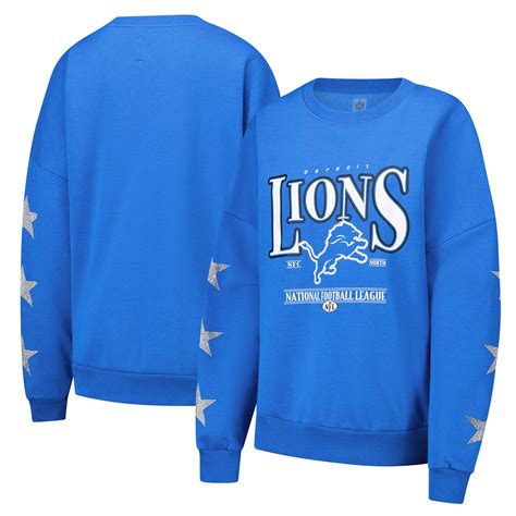 Women's Gameday Couture Blue Detroit Lions Rhinestone Star Sleeve ...