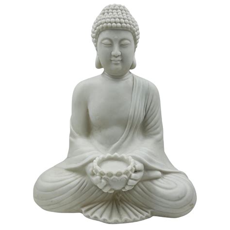 Polyresin New White Buddha Large Statue – Hug A Plant
