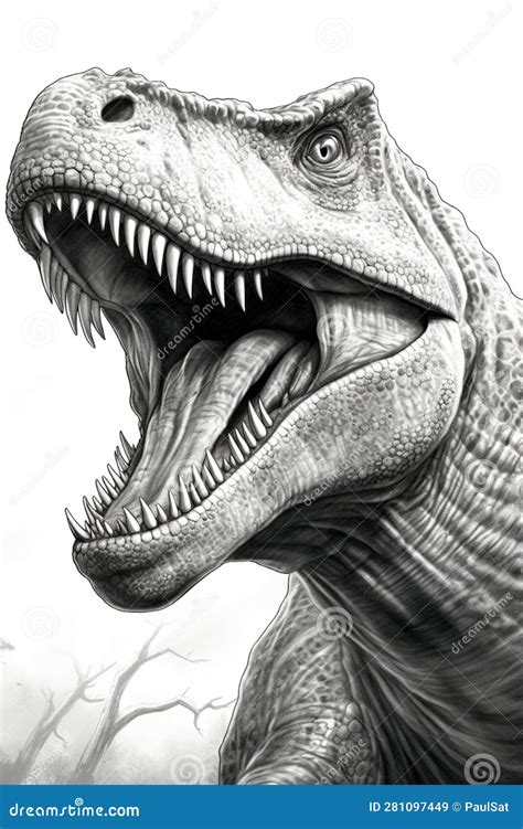 Tyrannosaurus Rex, T-rex. Dinosaur, Pencil Drawing Style Stock ...