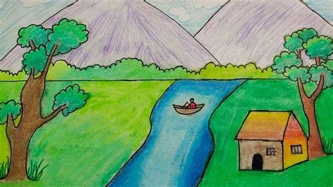 how to draw spring season/ beautiful easy scenery for beginners - YouTube