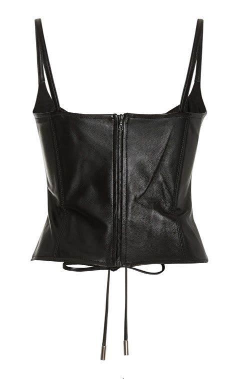Faux leather front lacing corset bustier top - Women Corset