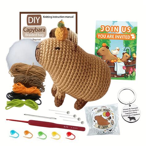 Capybara Crochet Kit for Adults - Christmas Gift, Beginner Craft Set ...