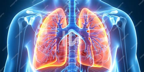 Visualisation du système respiratoire humain avec le cœur et les ...