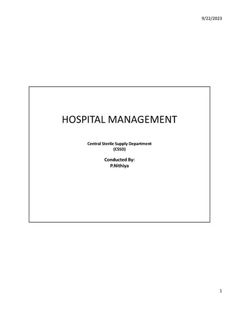 Hos manage last merged - notes - HOSPITAL MANAGEMENT Central Sterile ...