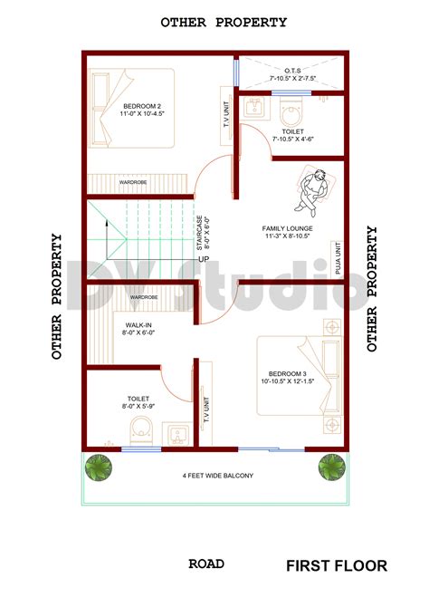 20X35 House Design Option 3 - DV Studio
