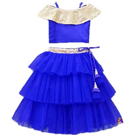 TILISM Girls Crop top and Skirt Fully Stiched Dress -Royal Blue-1-2 ...