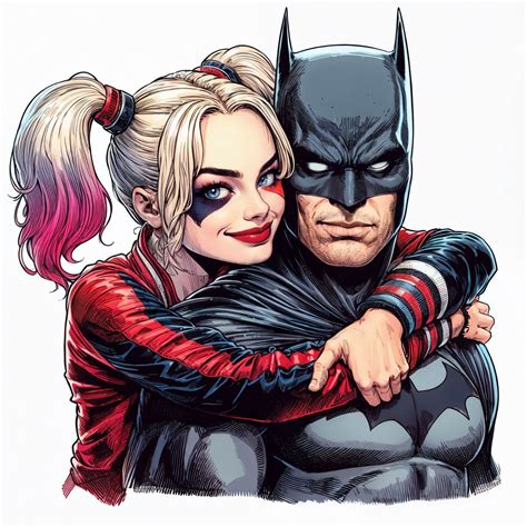 Harley Quinn hugs Batman, Penguih | Harley quinn drawing, Harley quinn ...