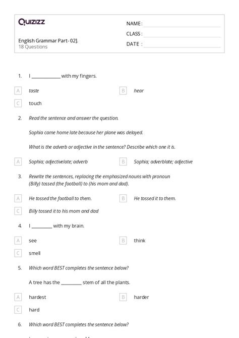 50+ Grammar worksheets for Class 10 on Quizizz | Free & Printable