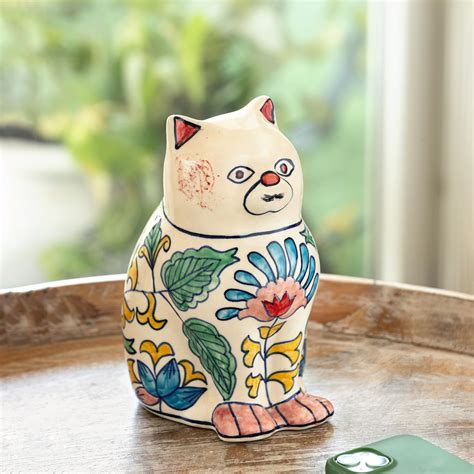 ExclusiveLane 'Garden Cat' Ceramic Decorative Items for Living Room ...