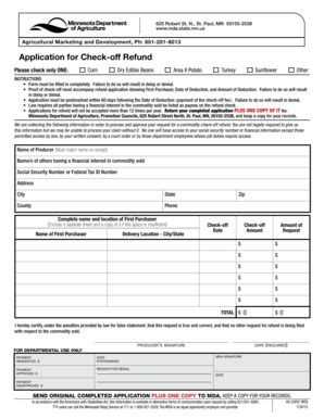 Fillable Online mda state mn Check-off Refund Application - mda state ...