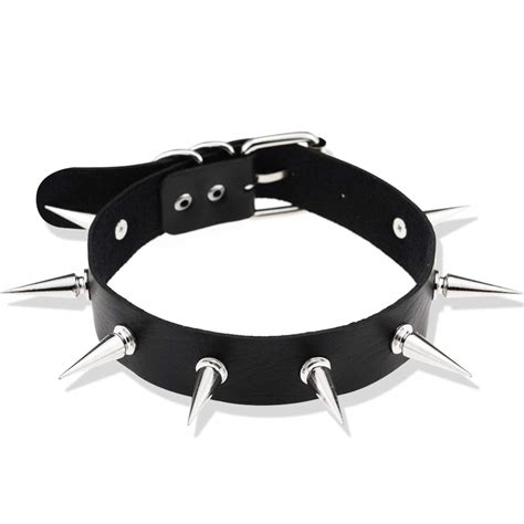 Buy HRLORKC PU Leather Choker Goth Punk Choker O-Ring Spike Rivets and ...