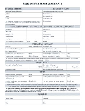 Fillable Online residential energy certificate - Andover, MA Fax Email ...