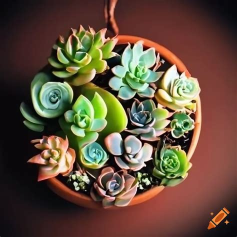 Hanging succulent plants in beautiful colors and vibes