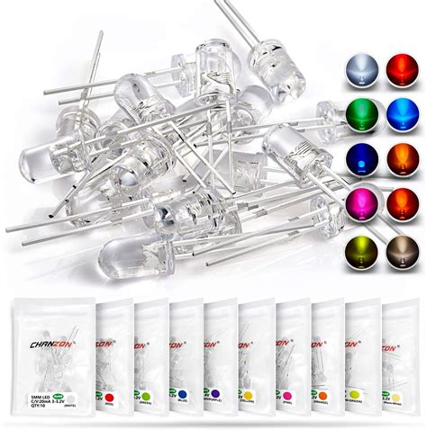 GuuYebe LEDs, Single LED Light 5mm LED Diode Lamp DIY Kit with White ...