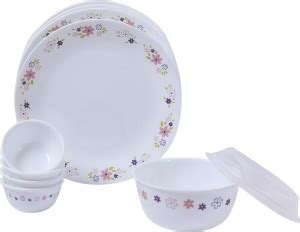 CORELLE Pack of 10 Glass Floral Fantasy 10 Pieces Dinner Set Dinner Set ...