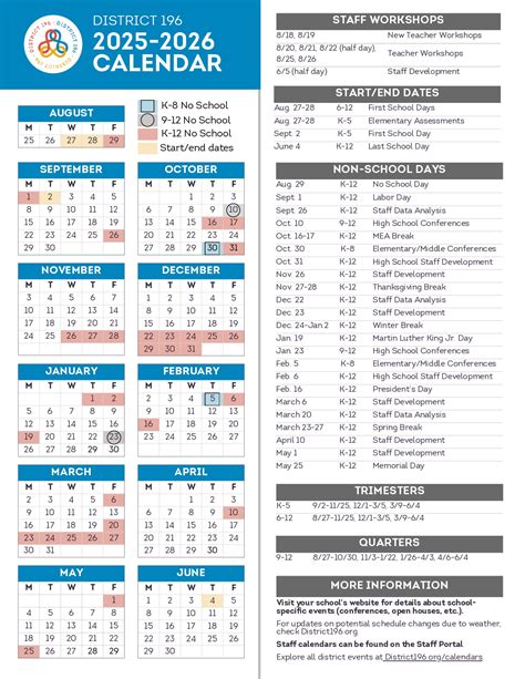 Rosemount-Apple Valley-Eagan District 196 Calendar 25-26 Revised [PDF ...