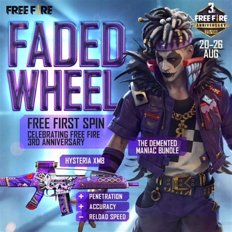 Free Fire 3rd Anniversary: Get A Free Spin In Faded Wheel Event