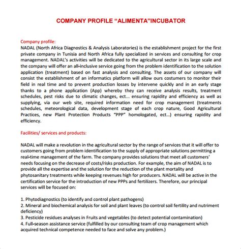 Image result for Company Profile Sample Format