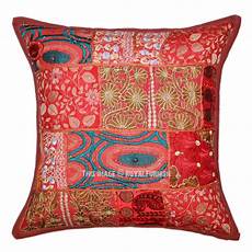 Decorative Throw Pillows by Brown Boho Patchwork Embroidered Decorative Throw Pillow Decorative Throw Pillows
