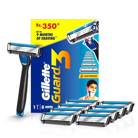Gillette Guard 3 Single Razor with 8 Blades Pack. : Amazon.in: Health ...