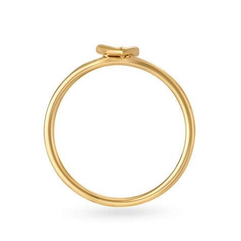 Letter V 14KT Yellow Gold Initial Ring