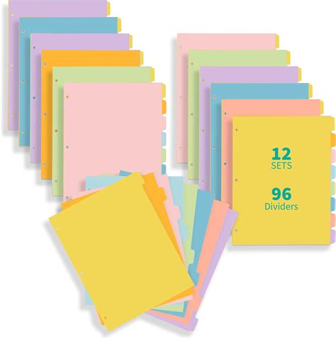 Amazon.com : Binditek 96 Pack 8-Tab Binder Dividers for 3 Ring Binders ...
