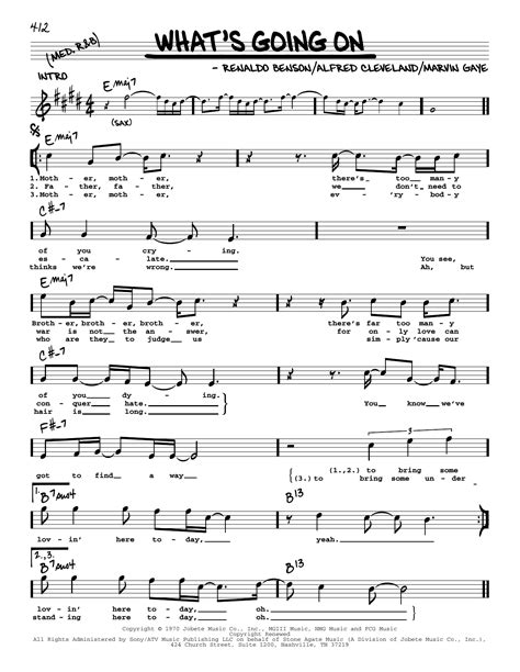 What's Going On by Marvin Gaye Sheet Music for Real Book – Melody ...
