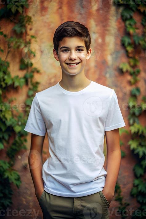 Spanish Athletic Teen Boy, Chic, Polished, Half Sleeves, White T-Shirt ...